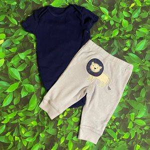 Carter’s Baby Boy Blue Lion Onesie Bodysuit Pants Outfit Matching Set